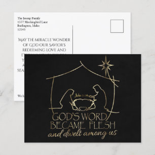 Cartes Pour Fêtes Annuelles Élégante écriture de la Nativité chrétienne Noël