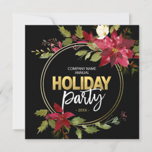 Cartes Pour Fêtes Annuelles Élégante ENTREPRISE Red Black Gold Poinsettia PART
