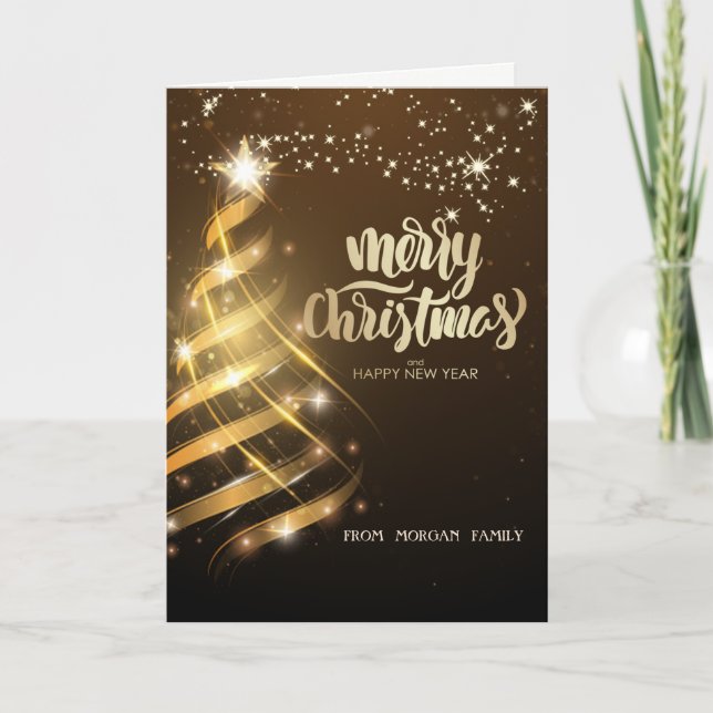 Cartes Pour Fêtes Annuelles Élégante étoile Gold Christmas Tree (Devant)
