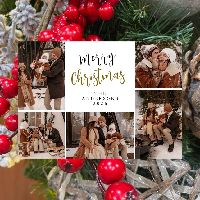 Cartes Pour Fêtes Annuelles Élégante Famille de Noël moderne 5 Photo (Créateur téléchargé)