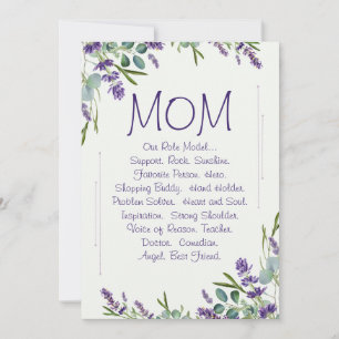 Cartes Pour Fêtes Annuelles Elégante fête des Mères en Purple & Green Floral