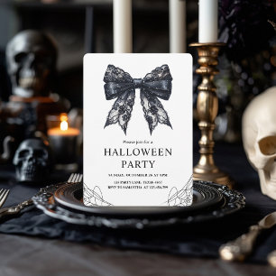 Cartes Pour Fêtes Annuelles Élégante Fête d'Halloween avec un Nœud Noir 
