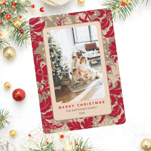 Cartes Pour Fêtes Annuelles Élégante Fleur de Noël Photo Personnalisée