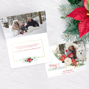 Cartes Pour Fêtes Annuelles Élégante florale de Noël avec Calligraphie Photo