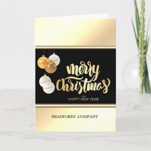 Cartes Pour Fêtes Annuelles Elégante Gold Black Christmas Balls, Société