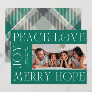 Cartes Pour Fêtes Annuelles Elégante Green Letters Joyeux JOIE PAIX LOVE photo