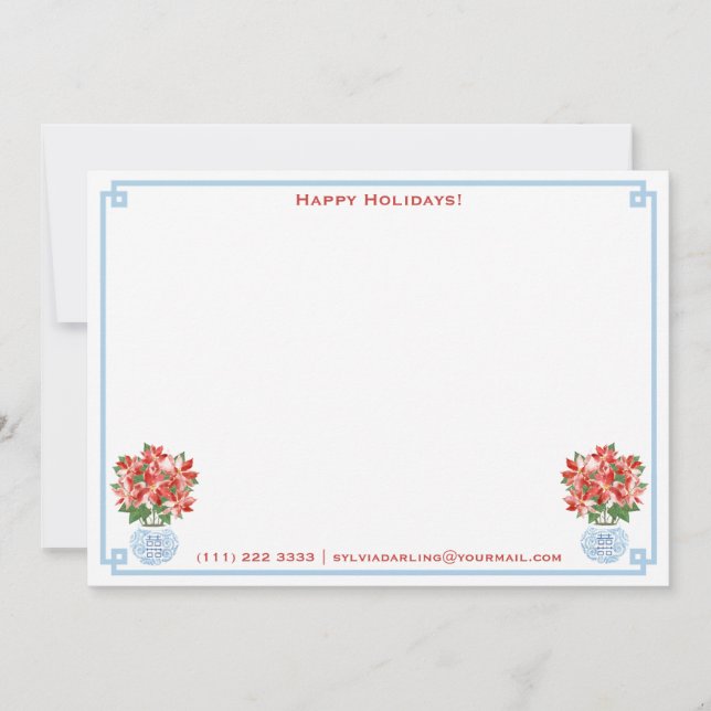 Cartes Pour Fêtes Annuelles Élégante Lady Rouge Poinsettia Ginger Jar Noël (Devant)