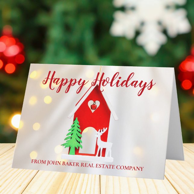 Cartes Pour Fêtes Annuelles Elégante Maison de Noël Custom Immobilier Société (Créateur téléchargé)