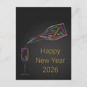 Cartes Pour Fêtes Annuelles Élégante motivation de Nouvel An 2026 en bouteille