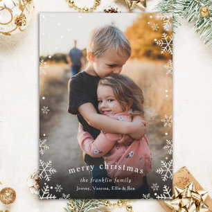 Cartes Pour Fêtes Annuelles Elégante neige chute frontière photo de Noël