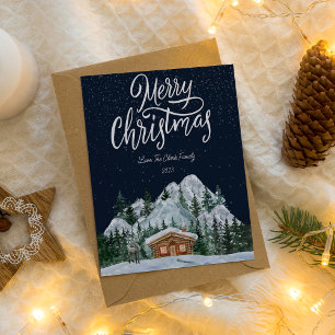 Cartes Pour Fêtes Annuelles Élégante Nuit et Appartement de Noël de neige