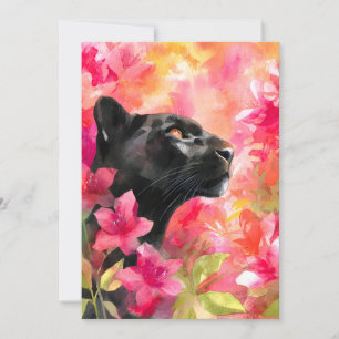 Cartes Pour Fêtes Annuelles Élégante panthère noire florale sauvage florissant