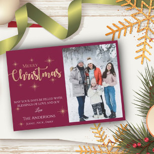 Cartes Pour Fêtes Annuelles Elégante Parties scintillant d'or Faux Joyeux Noël