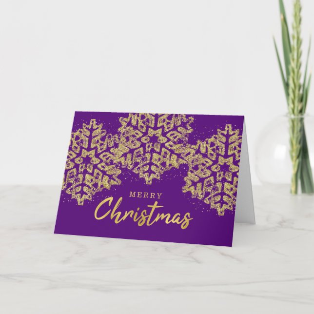 Cartes Pour Fêtes Annuelles Élégante Parties scintillant d'or Noël Snowflakes  (Devant)