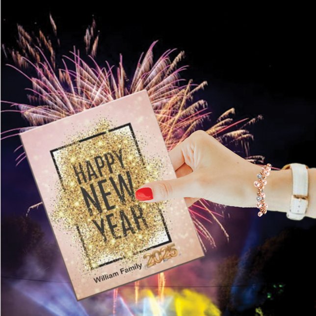 Cartes Pour Fêtes Annuelles Elégante Parties scintillant Gold Bonne année (Créateur téléchargé)