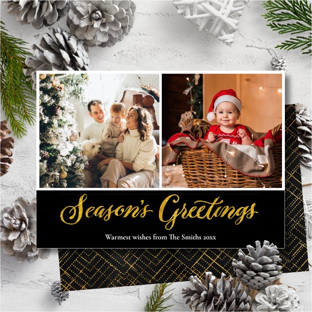 Cartes Pour Fêtes Annuelles Elégante Parties scintillant or Bonnes Fêtes Noël (Créateur téléchargé)