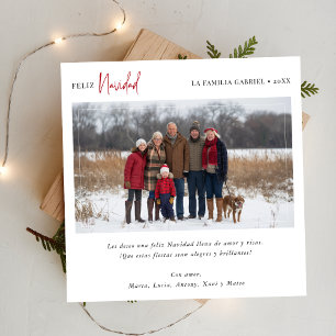 Cartes Pour Fêtes Annuelles Elégante Photo de famille Feliz Navidad Red Christ