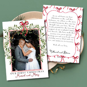 Cartes Pour Fêtes Annuelles Élégante photo de gui pour le premier Noël de mari