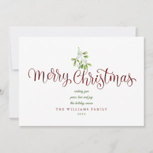Cartes Pour Fêtes Annuelles Élégante photo de Noël avec écriture Mistletoe