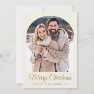 Cartes Pour Fêtes Annuelles Élégante photo de Noël en or ivoire