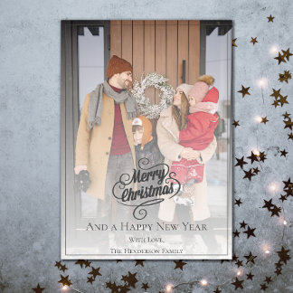Cartes Pour Fêtes Annuelles Élégante photo de Noël | gris foncé