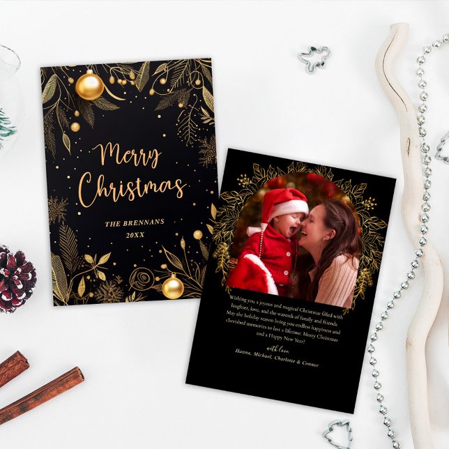 Cartes Pour Fêtes Annuelles Élégante photo de Noël moderne unique (Elegant Christmas Photo Modern Unique Holiday Card)