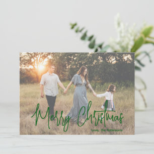 Cartes Pour Fêtes Annuelles Élégante photo de script vert Noël moderne