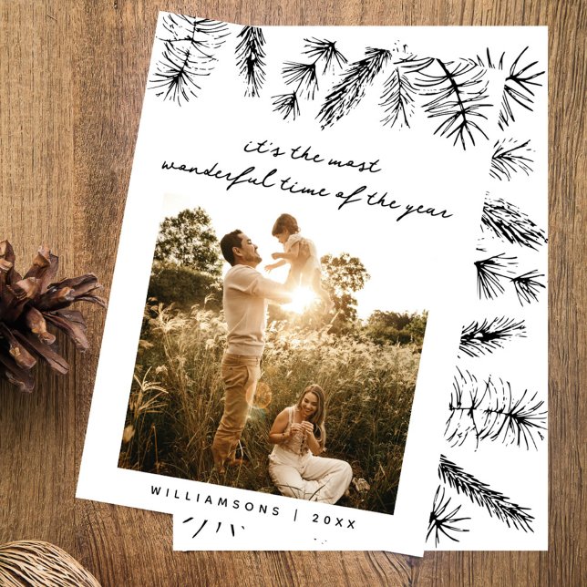 Cartes Pour Fêtes Annuelles Élégante Photo Famille de Noël Pin  (Créateur téléchargé)