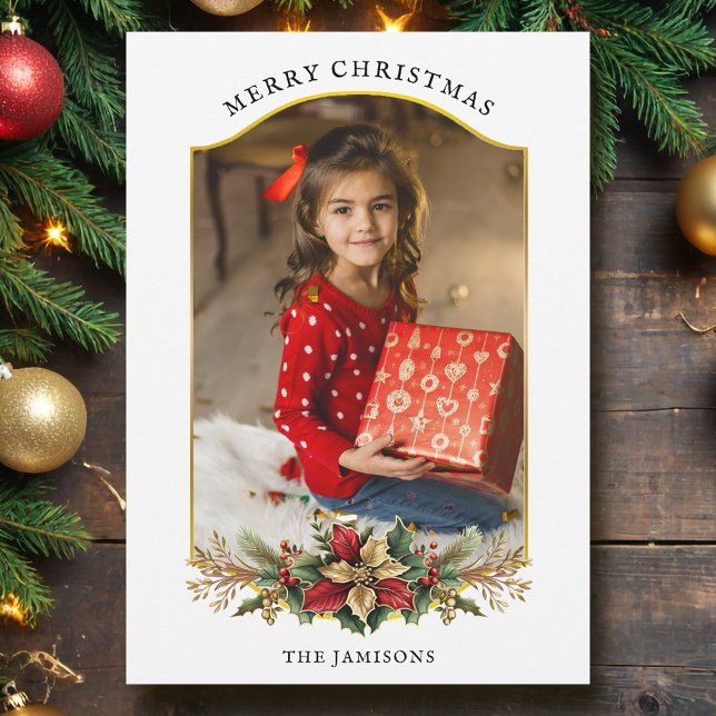 Cartes Pour Fêtes Annuelles Élégante photo florale de Noël (Créateur téléchargé)