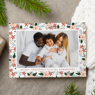 Cartes Pour Fêtes Annuelles Élégante photo florale d'hiver