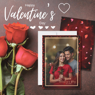 Cartes Pour Fêtes Annuelles Elégante photo RED GOLD Hearts Valentine