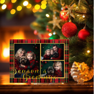 Cartes Pour Fêtes Annuelles Élégante photo rouge et verte portée Noël