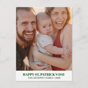 Cartes Pour Fêtes Annuelles Élégante Photo Simple de Trèfle Saint-Patrick 