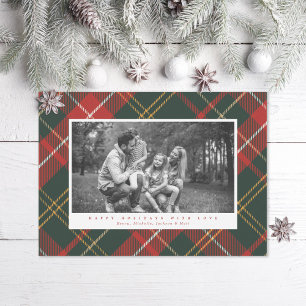 Cartes Pour Fêtes Annuelles Élégante photo traditionnelle rouge et verte