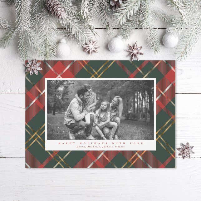 Cartes Pour Fêtes Annuelles Élégante photo traditionnelle rouge et verte (Créateur téléchargé)