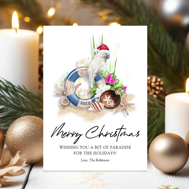Cartes Pour Fêtes Annuelles Elégante plage de bord de mer Noël (Créateur téléchargé)