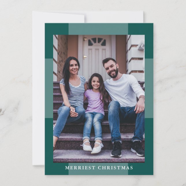 Cartes Pour Fêtes Annuelles Élégante Plaid Merriest Christmas Photo (Devant)