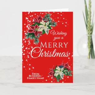 Cartes Pour Fêtes Annuelles Élégante Poinsététie de Noël Floral Flower Rouge