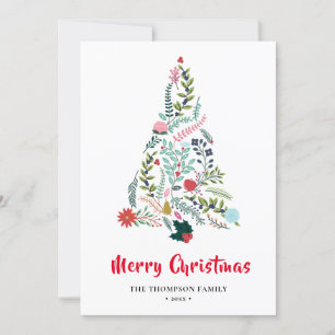 Cartes Pour Fêtes Annuelles Élégante Poinsététie Rouge Pin Floral Noël