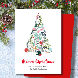 Cartes Pour Fêtes Annuelles Élégante Poinsététie Rouge Pin Floral Noël