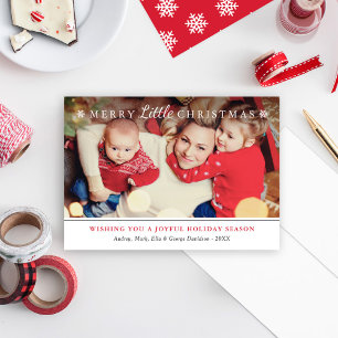 Cartes Pour Fêtes Annuelles Élégante Red Merry Little Christmas Photo