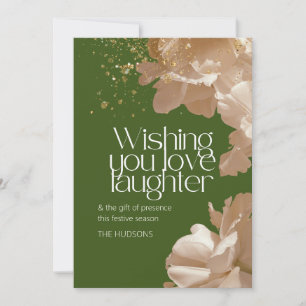 Cartes Pour Fêtes Annuelles Élégante saison verte Festive Or Floral