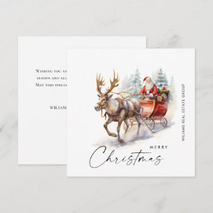 Cartes Pour Fêtes Annuelles Élégante Santa Claus Christmas Deer Corporate