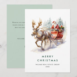 Cartes Pour Fêtes Annuelles Élégante Santa Claus Christmas Deer Corporate