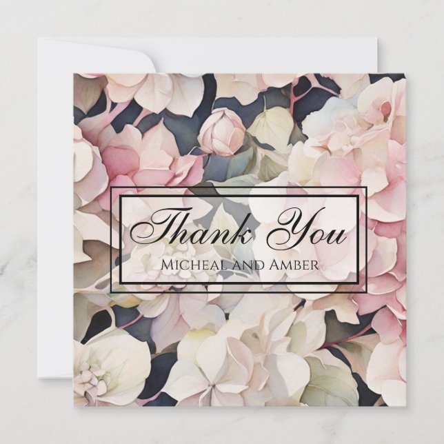 Cartes Pour Fêtes Annuelles Elégante sauge rose aquarelle hydrangée florale (Devant)