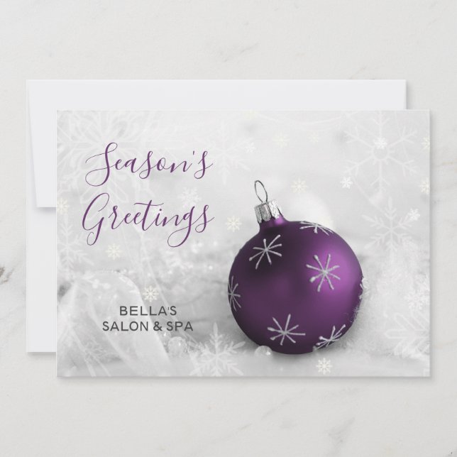 Cartes Pour Fêtes Annuelles Elégante scène de neige Purple Ornament Company (Devant)