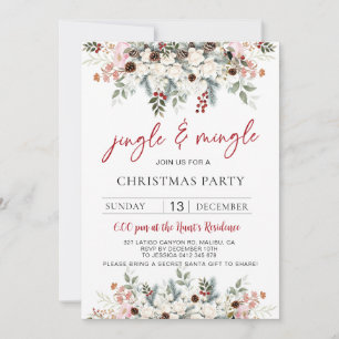 Cartes Pour Fêtes Annuelles Élégante soirée Jingle & Mingle de Noël à l'aquare