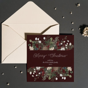 Cartes Pour Fêtes Annuelles Élégante sombres merisier typographie botanique No