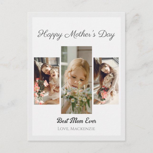 Cartes Pour Fêtes Annuelles Élégante Sweet Pink Bonne mère Jour Trois photo (Devant)