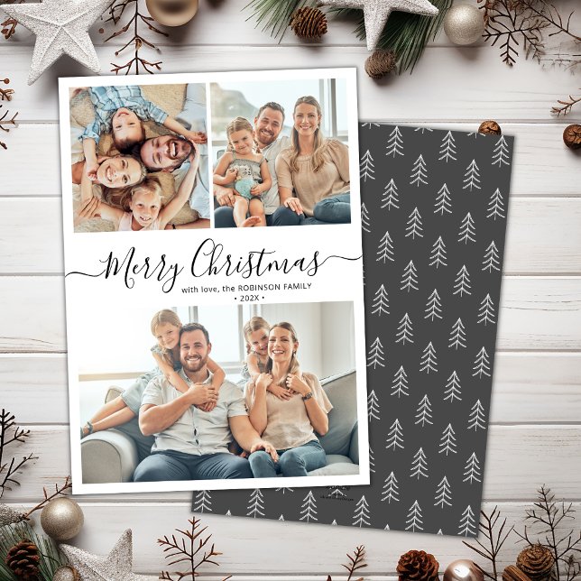 Cartes Pour Fêtes Annuelles Élégante typographie 3 Multi Photo Noël (Créateur téléchargé)